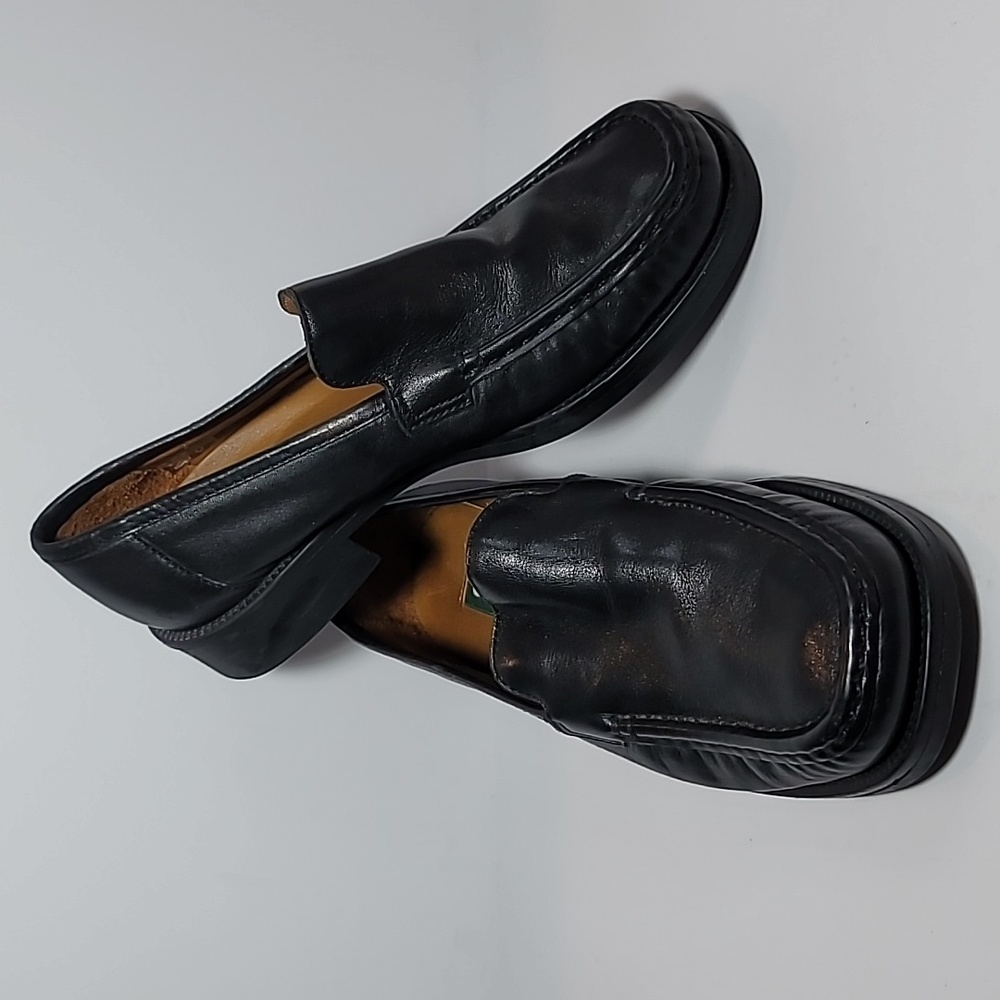 Clarks black loafer 5 mens leather slipon comfy casual office